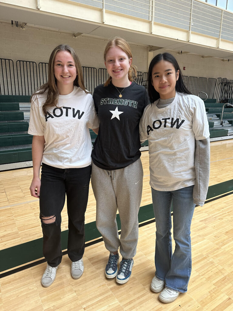 MPS Athletes of the Week Fiona G. and Karen F. with Strength Star Helen S.
