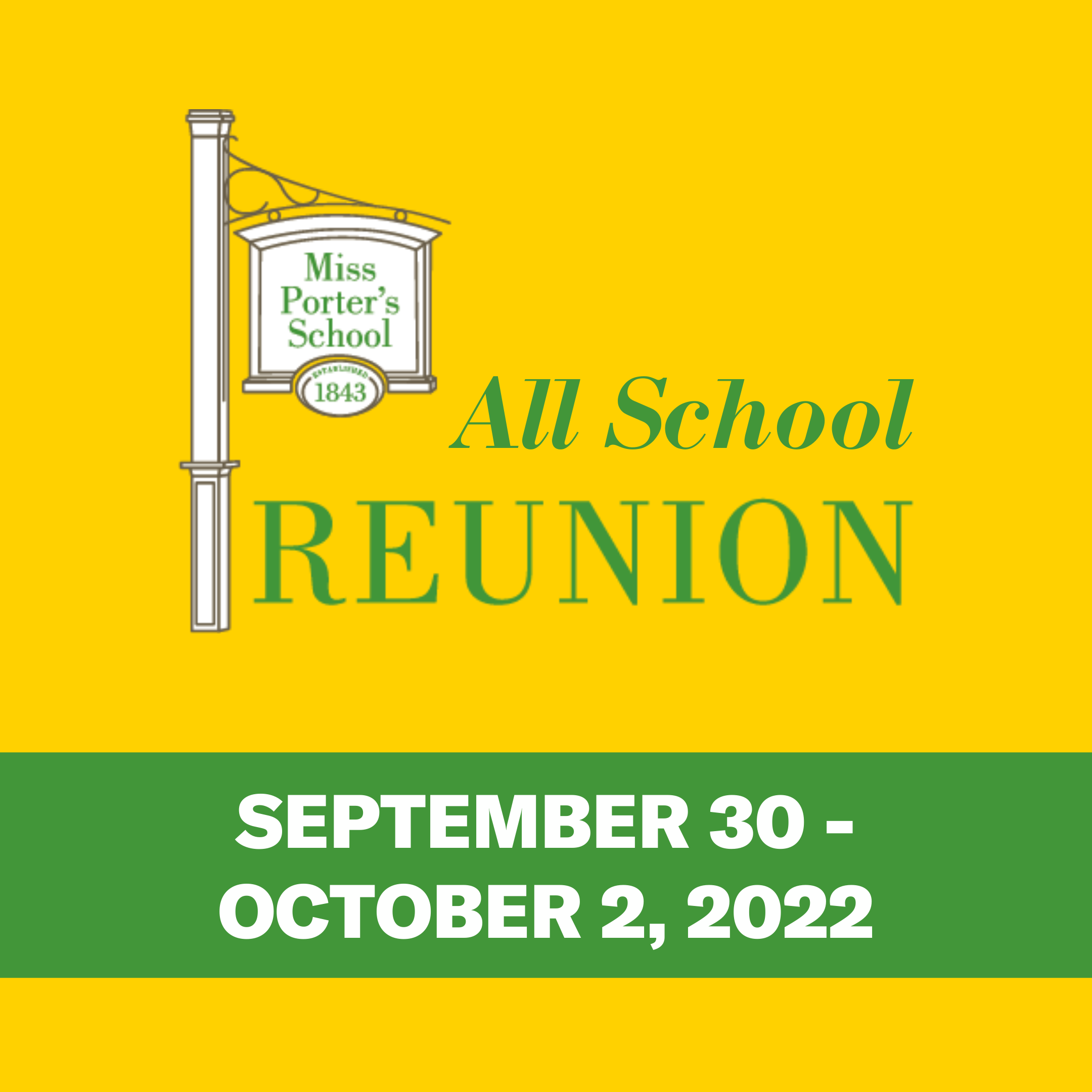Save the Date for All School Reunion: September 30 to October 2, 2022