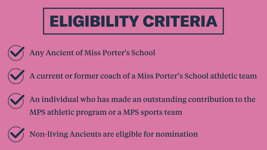 Eligibility criteria list for Athletics Hall of Fame