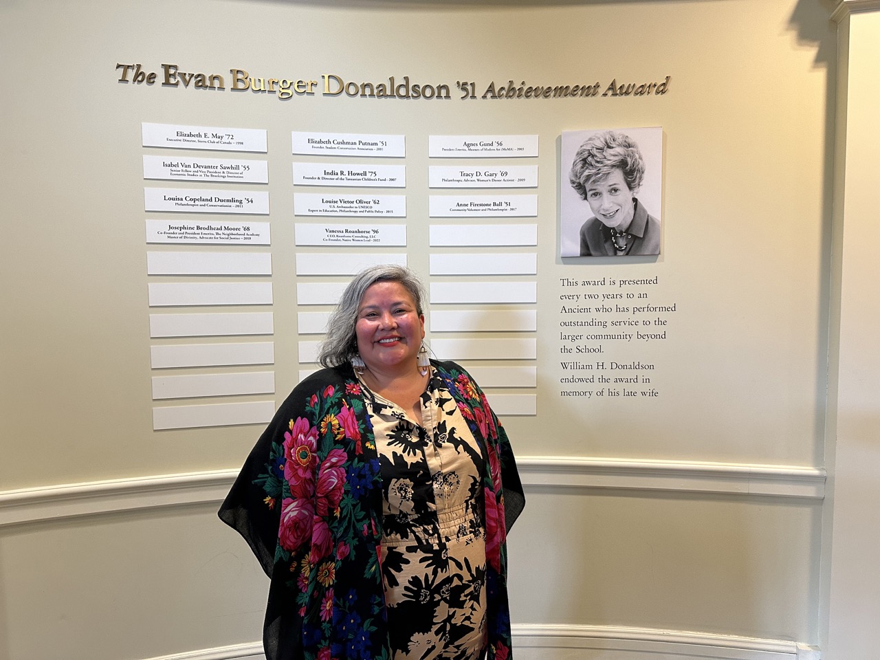 Vanessa Roanhorse '96 was awarded the Evan Burger Donaldson ’51 Achievement Award in 2022