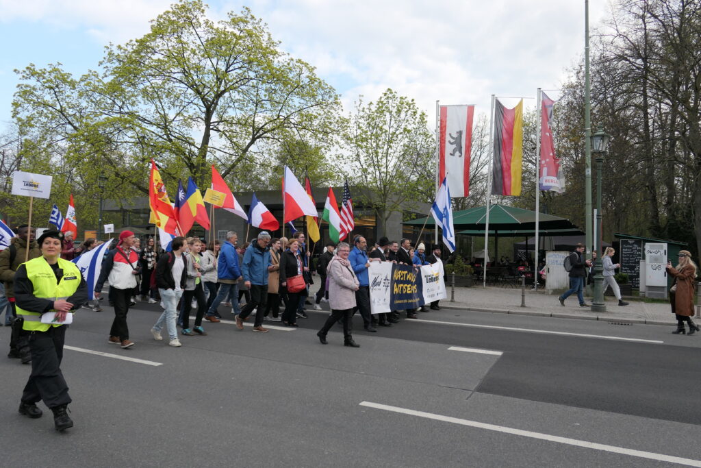 Protest against antisemitism in Berlin Germany, captured by Miss Porter's School students. 