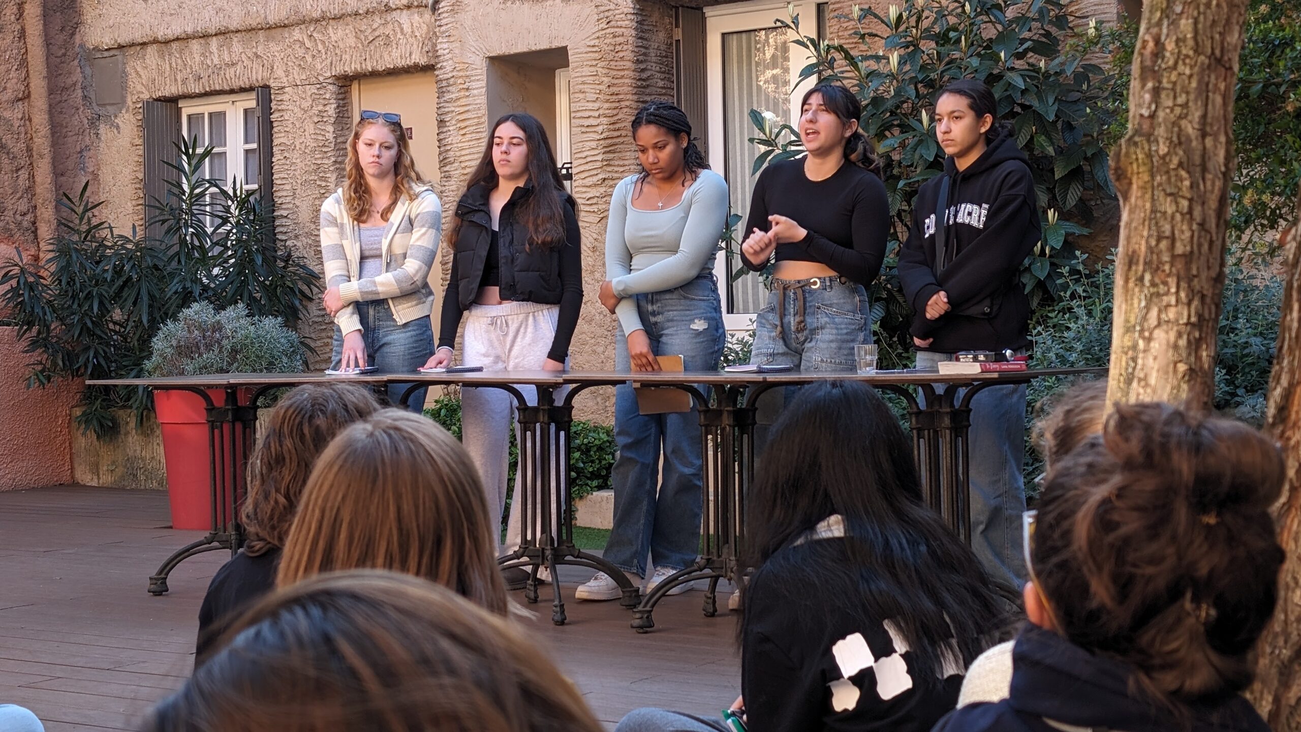 MPS students presenting on their reflections of France