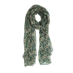 Scarf green with daisy
