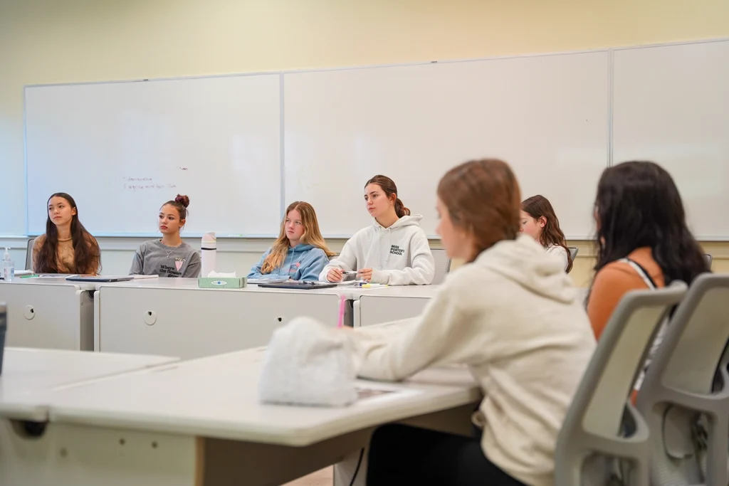 student in conversation during a media literacy class